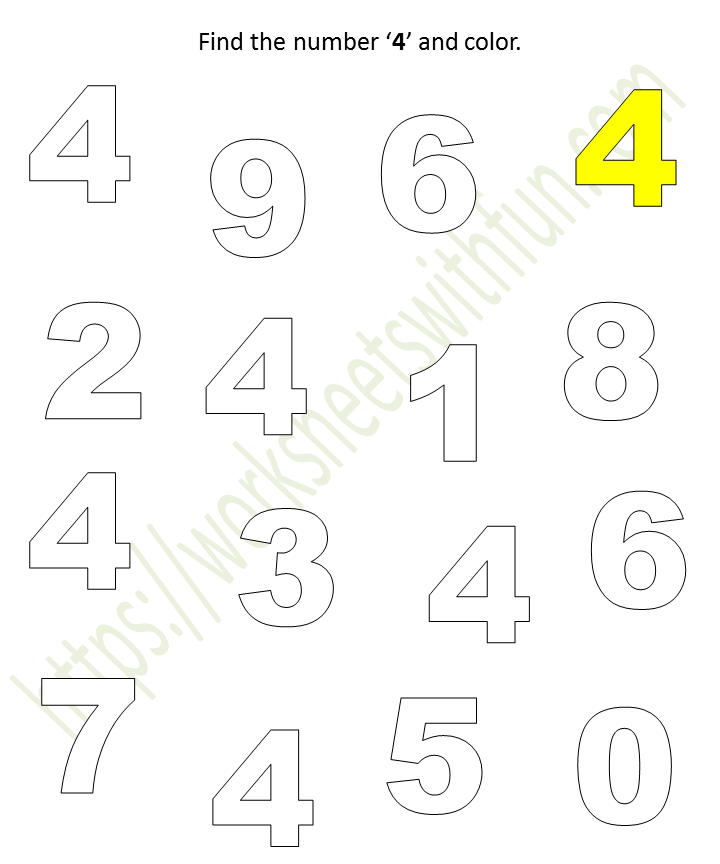 number-4-find-and-color-worksheet